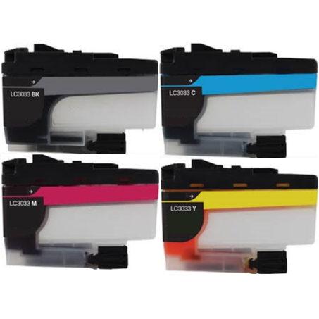 ReChargX® Brother LC3033 High Yield Black, Cyan, Magenta & Yellow Ink Cartridges