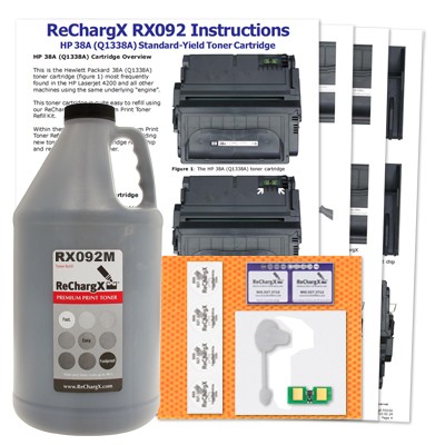ReChargX® HP LaserJet 4200 (Q1338A, 38A) MICR Toner Refill Kit