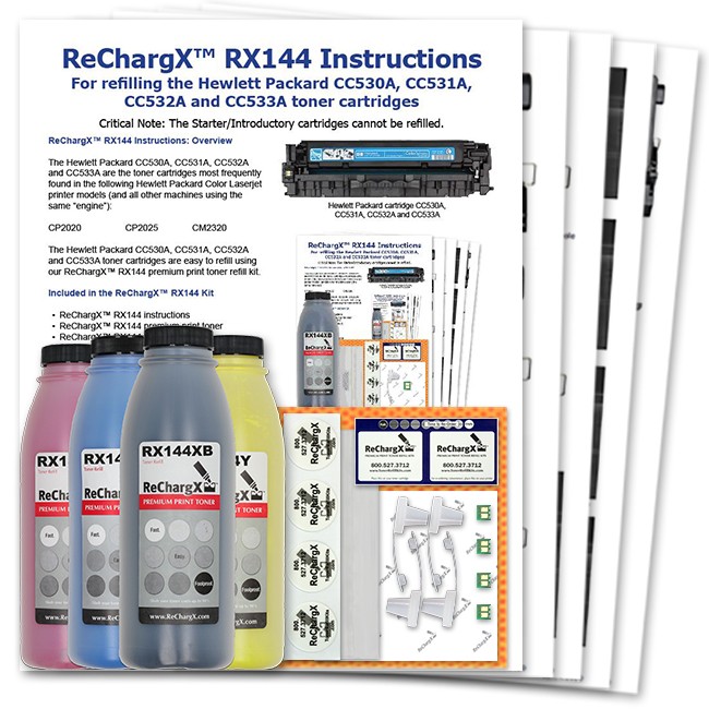 ReChargX B/C/M/Y Toner Refill Kits (4 Pack)