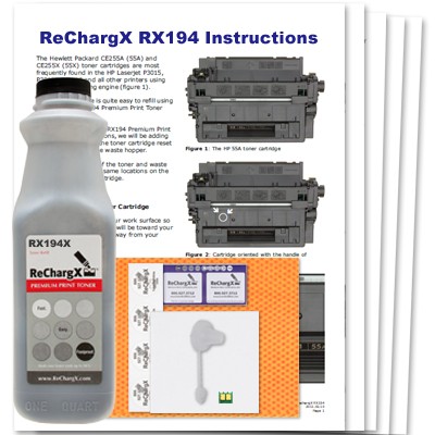 ReChargX HP CE255X (55X) High-Yield Toner Refill Kit