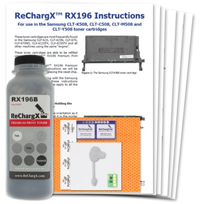 ReChargX® Samsung/HP CLT-K508L, (SU193A) Black Toner Refill Kit