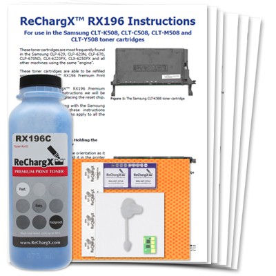 ReChargX® Samsung/HP CLT-C508L, (SU058A) Cyan Toner Refill Kit