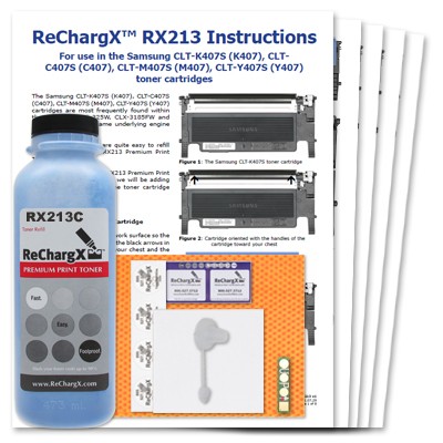 ReChargX® Samsung CLT-C407S Cyan Toner Refill Kit