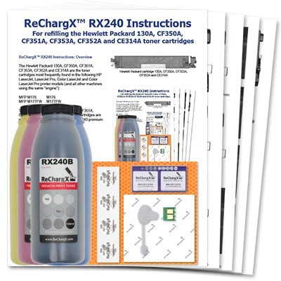 ReChargX B/C/M/Y Toner Refill Kits (4 Pack)